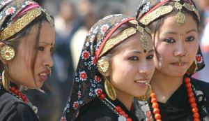 Gurung girls in traditional costume. 